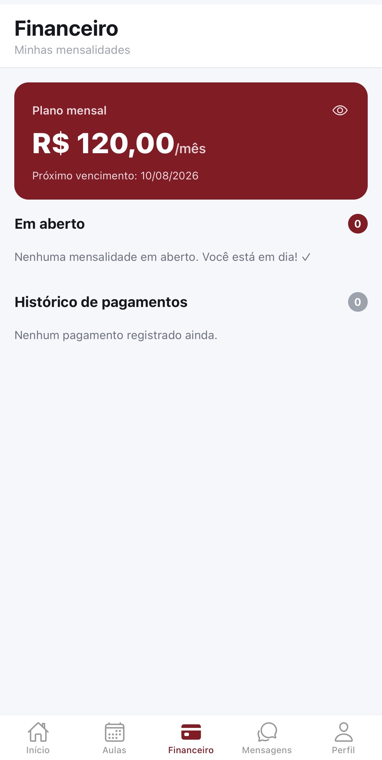 Mensalidades do aluno