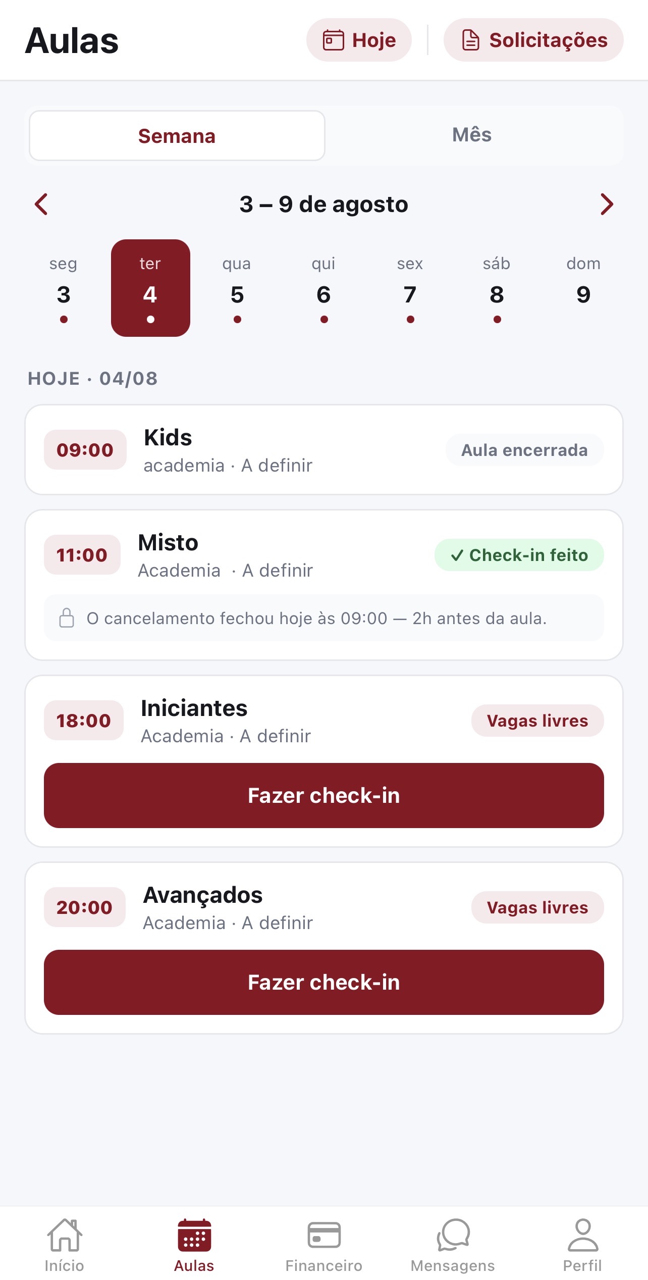 App do aluno
